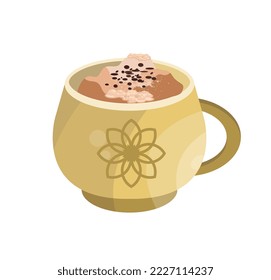 Tasse heißen irischen Kaffee. Warmes Getränk auf der Speisekarte. Café. Morgengetränk. Flache Vektorgrafik.