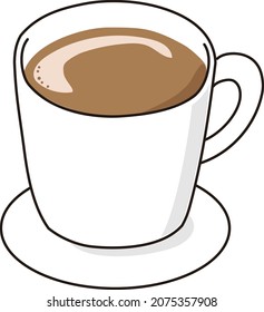 Una taza de café con leche caliente, café con leche