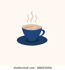 Cup of hot morning cappuccino, coffee or latte