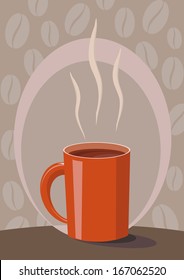 Cup of  hot tasty coffee. Vector illustration
