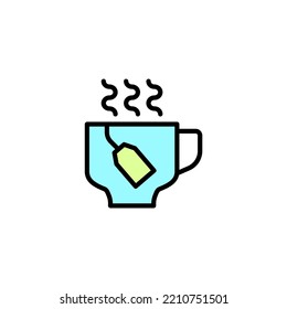 Cup of hot tea with a bag concept line icon. Simple element illustration. Cup of hot tea with a bag concept outline symbol design.