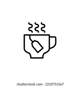 Cup of hot tea with a bag concept line icon. Simple element illustration. Cup of hot tea with a bag concept outline symbol design.