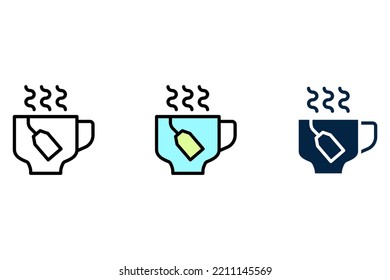 Cup of hot tea with a bag concept line icon. Simple element illustration. Cup of hot tea with a bag concept outline symbol design.