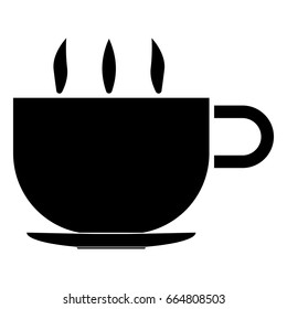 Cup with hot tea or coffee black icon .