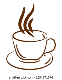 cup with hot tea or coffee, chocolate. isolated on white background