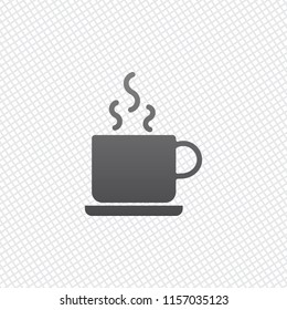 cup of hot tea or coffee icon. On grid background