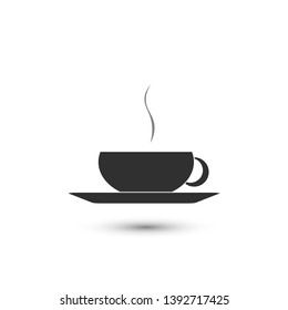 Cup of hot tea/ coffee icon in flat style. Vector drink symbol for your web site design, logo, app, UI.