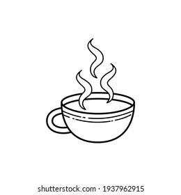 Cup heißen Tee oder Kaffee с farbigen Linie Symbol. Piktogramm für Webseiten, mobile App, Promo. UI UX GUI Design Element. Bearbeitbarer Strich.