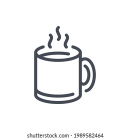 Cup of hot tea or coffee line icon. Mug with hot drink and steam vector outline sign.