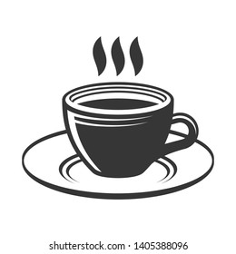 Cup with Hot Tea or Coffee on White Background. Vector