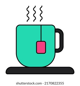 A cup of hot tea in flat design