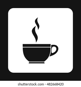 Cup of hot tea icon in simple style isolated on white background. Drink symbol vector illustration