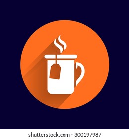 A cup of hot tea icon vector logo.