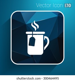 A cup of hot tea icon vector logo.