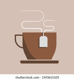 Cup of hot tea illustration. Flat style. Isolated. 