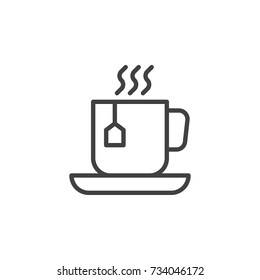 Cup of hot Tea line icon, outline vector sign, linear style pictogram isolated on white. Symbol, logo illustration. Editable stroke