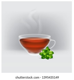 Cup Hot Tea Mint Illustration Icon Logo Vector