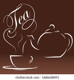 taza de té caliente en el fondo de la mesa