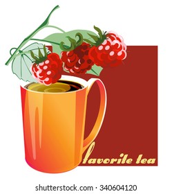 cup of hot tea with raspberry flavor