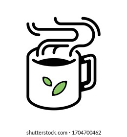 Cup with hot tea vector color icon
