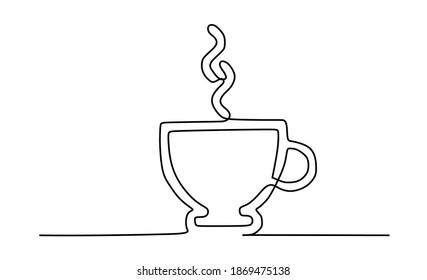 A cup of hot tea.Continuous one line drawing