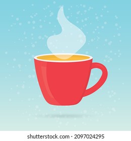 cup of hot winter tea - vector illustration