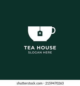 cup and house for tea or coffee logo concept