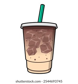 cup of ice coffe cartoon vector illustration