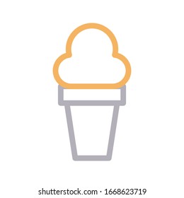 cup ice cram vector color line icon 