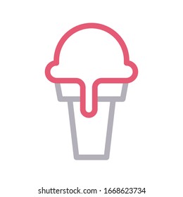 cup ice cram vector color line icon 