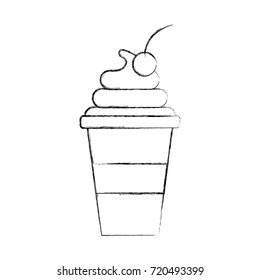 cup of ice cream cherry cartoon dessert
