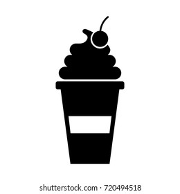 cup of ice cream cherry cartoon dessert