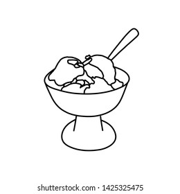 A cup of ice cream. Graphic element for a dessert menu.