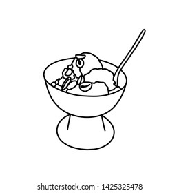 A cup of ice cream. Graphic element for a dessert menu.