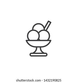 Cup of ice cream line icon. linear style sign for mobile concept and web design. Sundae outline vector icon. Summer Dessert symbol, logo illustration. Vector graphics