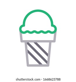cup ice cream vector color line icon 