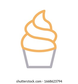 cup ice cream vector color line icon 