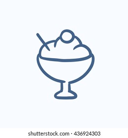 Cup of ice cream vector sketch icon isolated on background. Hand drawn Cup of ice cream icon. Cup of ice cream sketch icon for infographic, website or app.