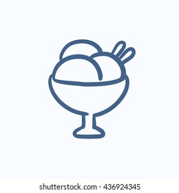 Cup of an ice cream vector sketch icon isolated on background. Hand drawn Cup of an ice cream icon. Cup of an ice cream sketch icon for infographic, website or app.