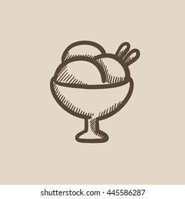 Cup of an ice cream vector sketch icon isolated on background. Hand drawn Cup of an ice cream icon. Cup of an ice cream sketch icon for infographic, website or app.