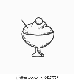 Cup of ice cream vector sketch icon isolated on background. Hand drawn Cup of ice cream icon. Cup of ice cream sketch icon for infographic, website or app.