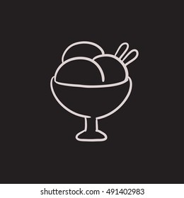 Cup of an ice cream vector sketch icon isolated on background. Hand drawn Cup of an ice cream icon. Cup of an ice cream sketch icon for infographic, website or app.