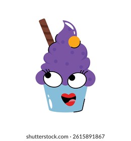 Cup ice cream vector Sticker. Eps 10 file