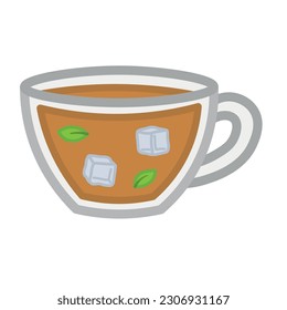 Cup of iced tea on white background