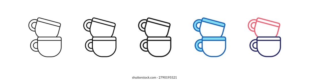Cup Icon In 5 Different Styles Set Collection.