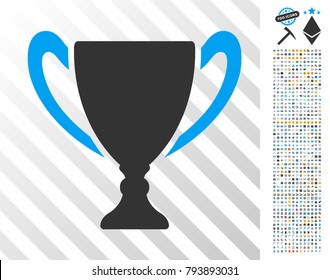 Cup icon with 700 bonus bitcoin mining and blockchain design elements. Vector illustration style is flat iconic symbols design for cryptocurrency software.