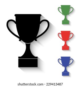 cup icon - black and colored (green, red, blue) illustration with shadow