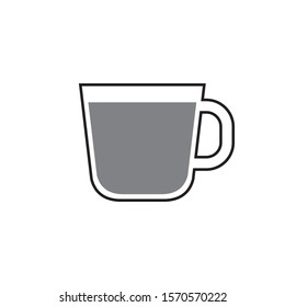 cup icon in black and gray. button with a glass or cup logo. simple flat design with white isolated background.