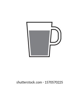 cup icon in black and gray. button with a glass or cup logo. simple flat design with white isolated background.