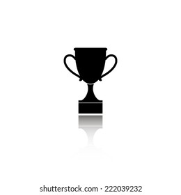 Cup icon - black vector illustration with reflection